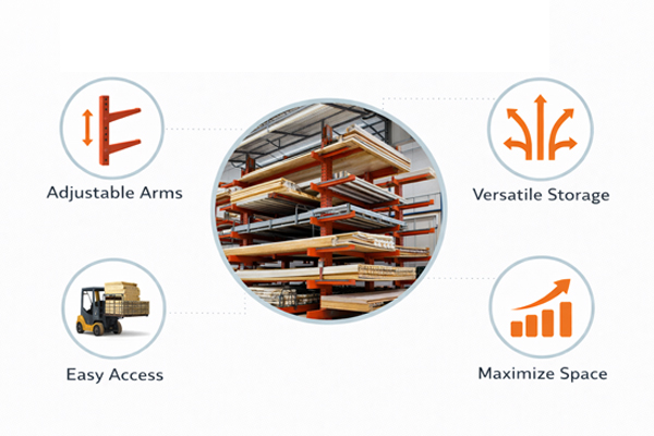customized cantilever racks system in warehouse