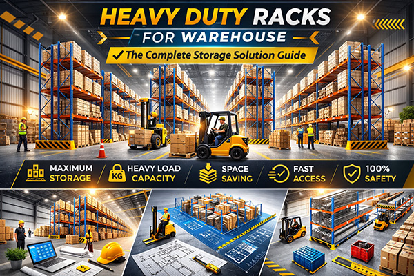 Heavy duty warehouse racks with organized pallet storage for maximum space efficiency