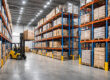 Pallet racking system in a modern warehouse showing organized storage, forklift operation, and efficient inventory management